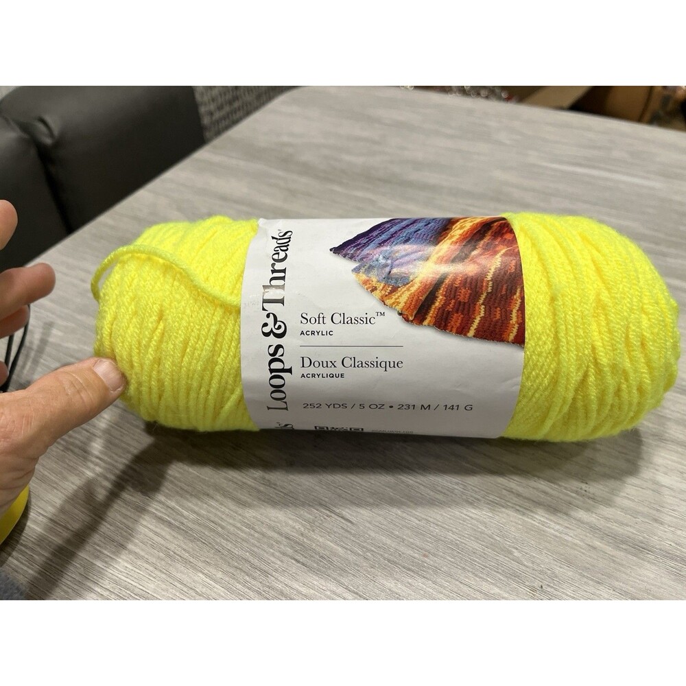 Soft Classic Neon Yellow Yarn by Loops & Threads - NIP